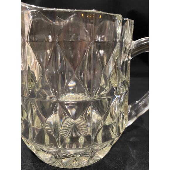 Jeanette Windsor Clear Diamond Pitcher, Depression Glass - Picture 3 of 5